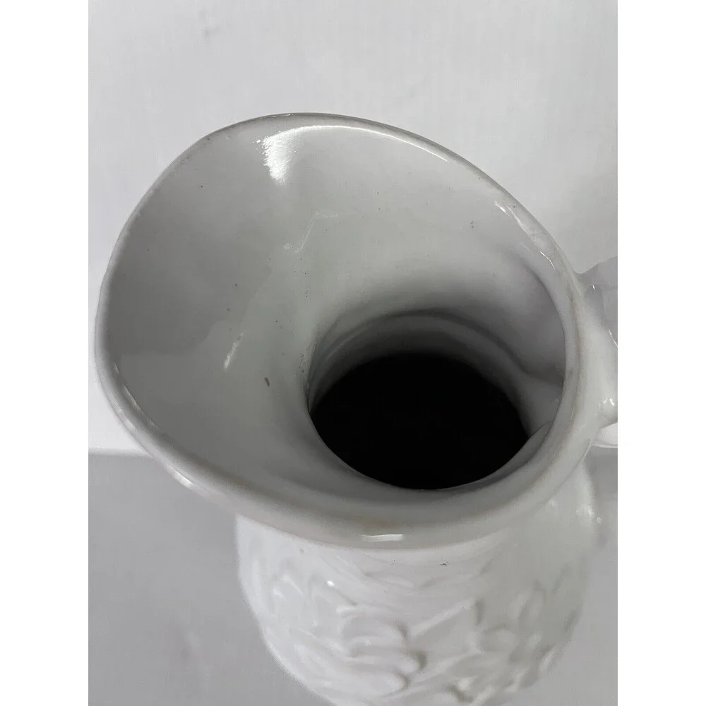 Bay W. Germany Vintage White Floral Ceramic Pitcher 12